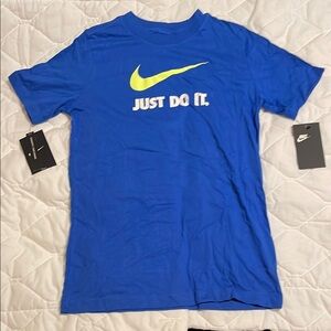 Nike Blue Short Sleeve Tee with Neon Yellow Logo